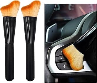 Ziciner 2 PCS Car Detailing Brush, Curved Soft Bristles Auto Removal Dust Collectors, Universal Vehicle Dashboard, Air Conditioner Vents etc Interior Cleaning Tool Accessory (Lune)