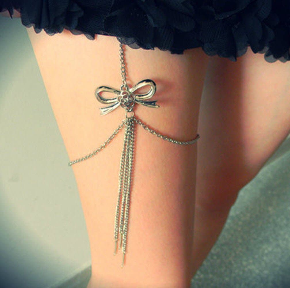 Leg chain body jewelry arrival bowknot dangle Silver Beach harness handmade bohemian boho vintage leg bracelet