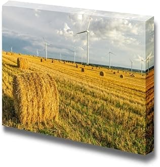 Canvas Prints Wall Art - Windmill on The Field in Summer | Modern Wall Decor/Home Art Stretched Gallery Canvas Wraps Giclee Print & Ready to Hang - 12" x 18"