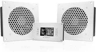AIRPLATE T8 White, Quiet Cooling Dual-Fan System 6" with Thermostat Control, for Home Theater AV Cabinets