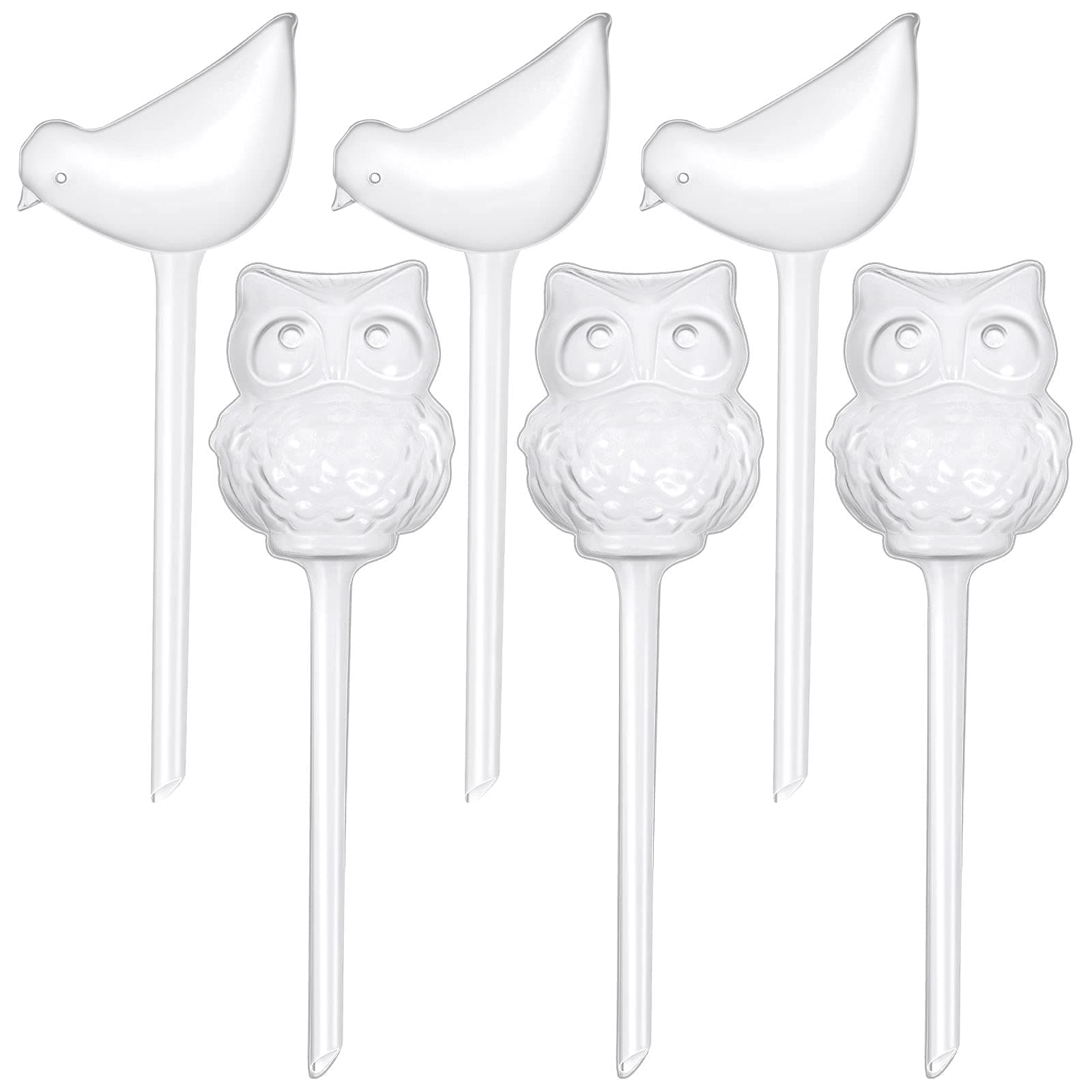 6 Pcs Large Plant Watering Bulbs Self Watering Globes Automatic Watering Bulbs Bird and Owl Shaped Plastic Garden Plant Water Device,Improved Adjustable Indoor Outdoor Irrigation System