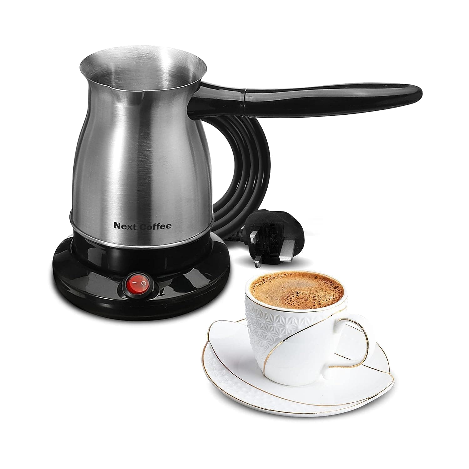 Electric Turkish Coffee Maker Machine 600W Pot Warmer Kettle Premium Quality Stainless Steel 600 ML,5 Cup Capacity Cool Handle,1 Year Warranty