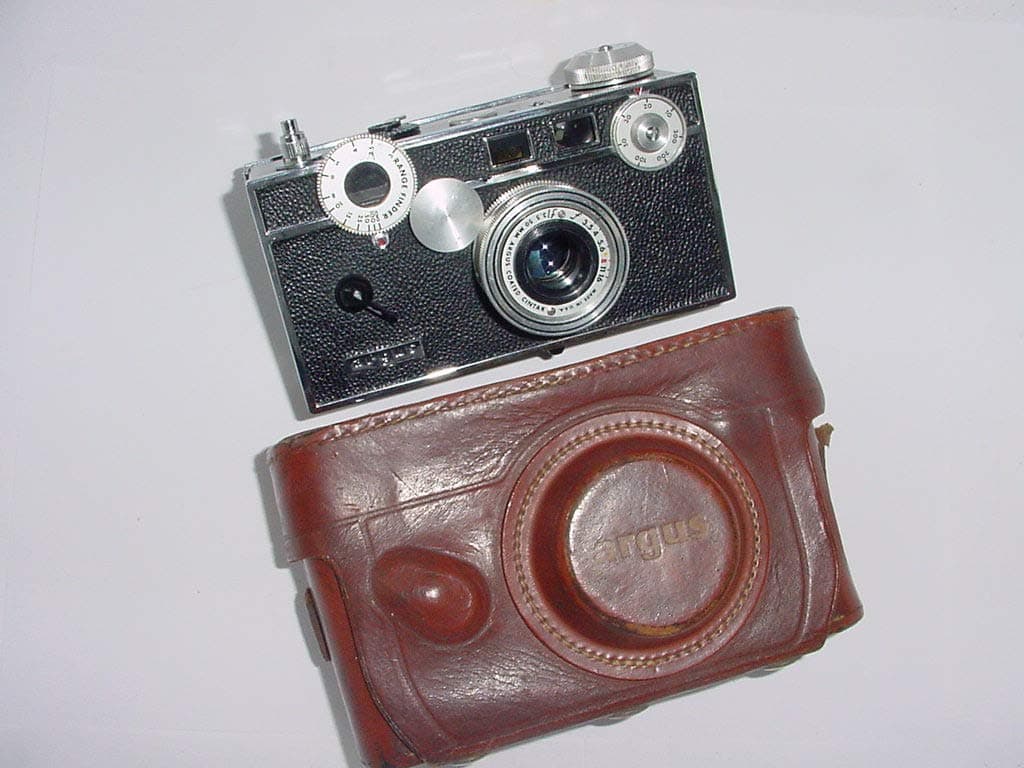 Vintage Argus 35mm Rangefinder Brick Camera with Argus 50mm Lens and Case