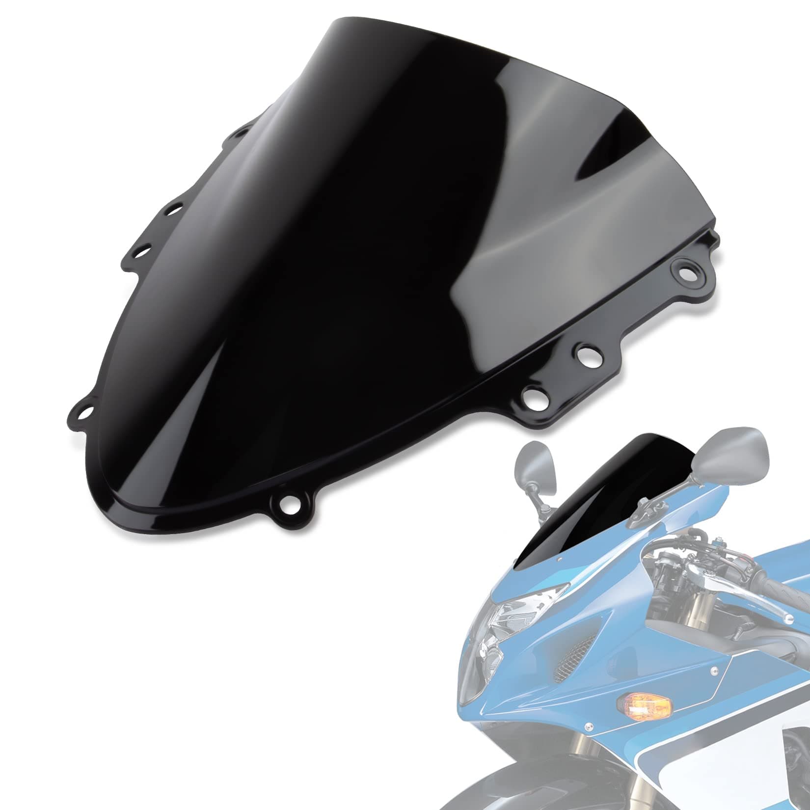 PSLER Windshield WindScreen Double Bubble for GSXR600 750 K4 2004-2005, Black