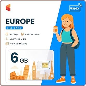 Europe & UK Travel Sim Card | Internet Data | Unlimited Calls (19GB Internet Data)