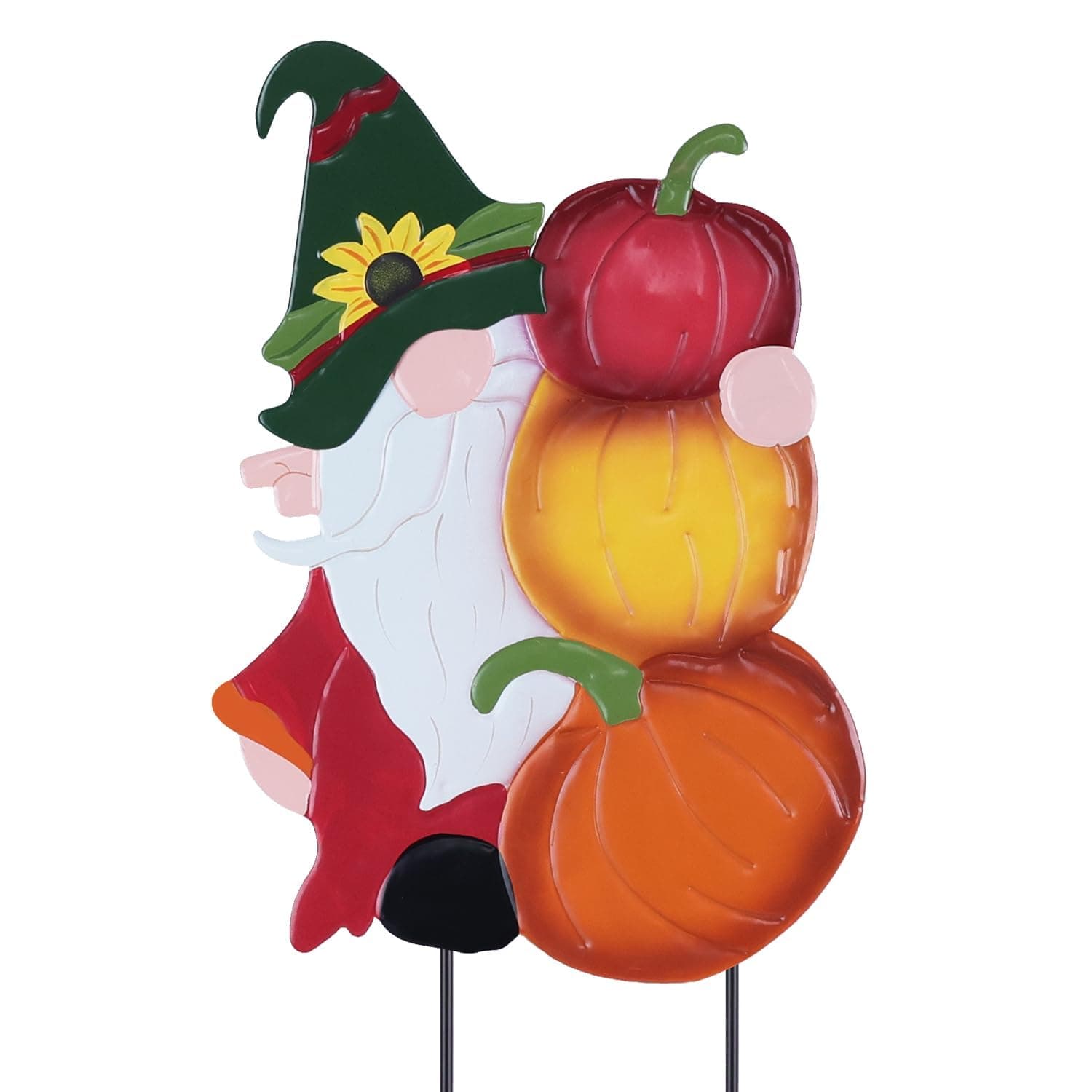 YEAHOME Fall Decorations Outdoor, Metal Gnome with Stacked Pumpkin Decorative Garden Stakes for Fall Decor, Autumn Yard Signs for Home Outside Garden Lawn Porch, Thanksgiving Decorations Outdoor