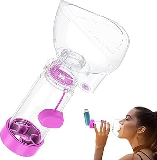 SAWOZU Inhaler Spacer for Kids and Adults, Soft Fit Mask, Portable and Lightweight, Suitable for Home and Travel – Nessi OTC Spacer (Purple/Adult)