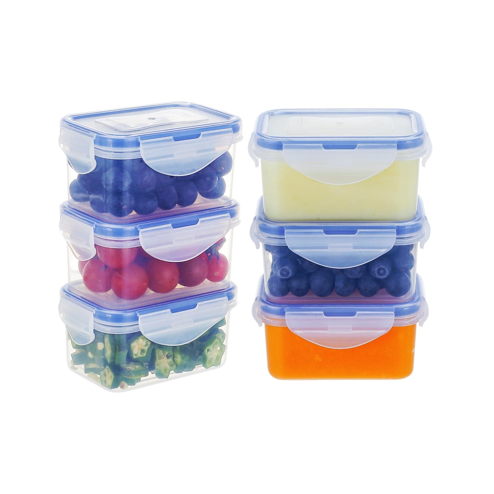 – 6Pack 180ML Food Storage Containers with Lids Airtight, Meal Prep Containers Reusable, Plastic Food Container with Lids Set, Freezer Storage Boxes, Sauce Pots, Snack Pots
