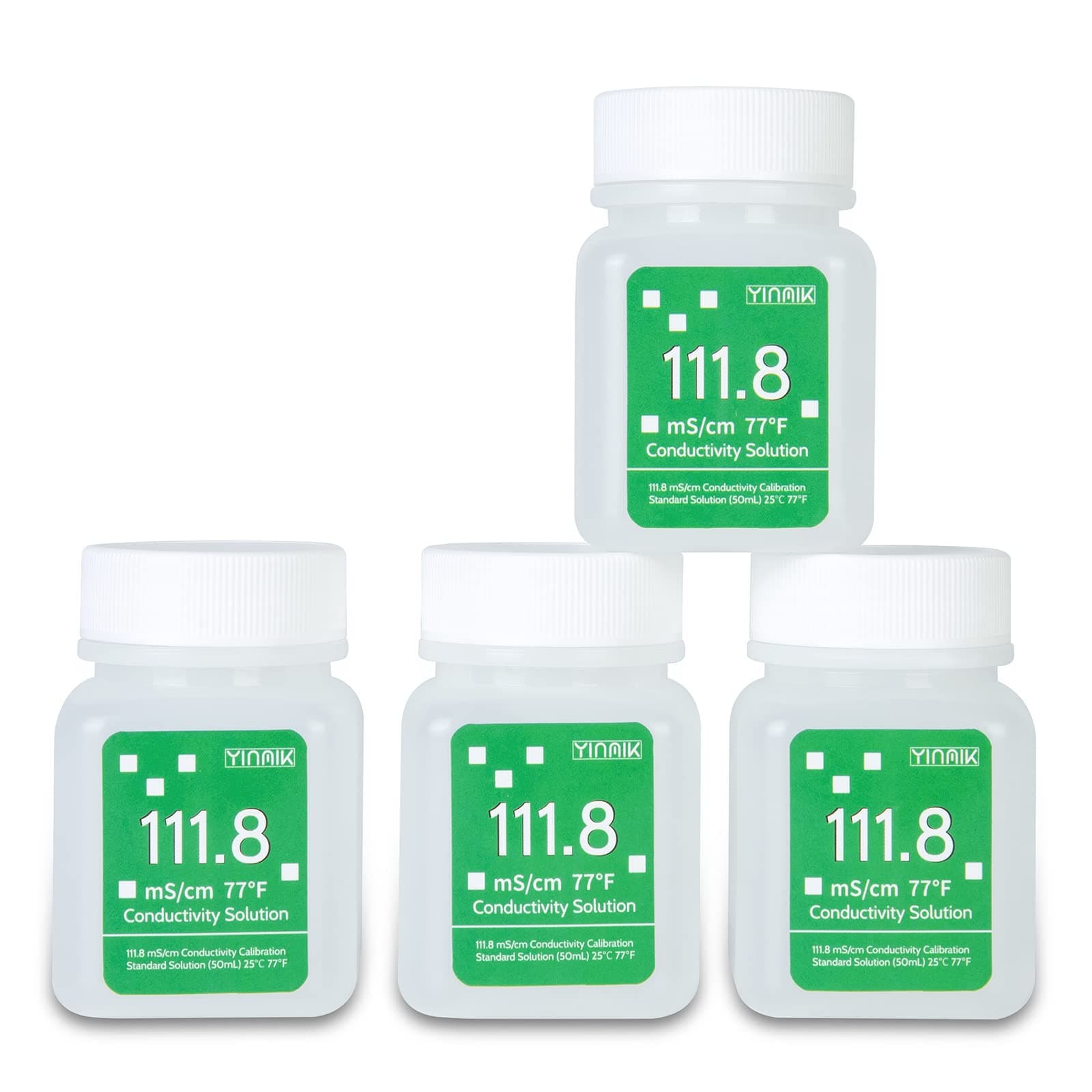 111.8 mS/cm Calibration Solution, Conductivity Salt Standard Buffer Solution for 5 in 1 Salinity Tester, EC Meter, TDS Meter, 7 in 1 Multi-Parameter Tester Calibration, 4 Bottles of 50mL