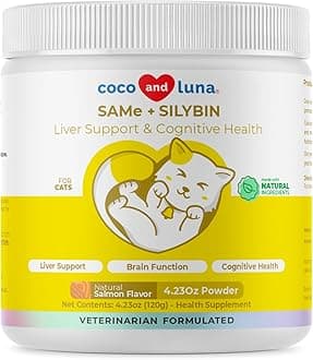 Same and Silybin for Cats - S-Adenosyl-L-Methionine - 120g Powder - Liver Supplement - Promotes Cognitive and Liver Support