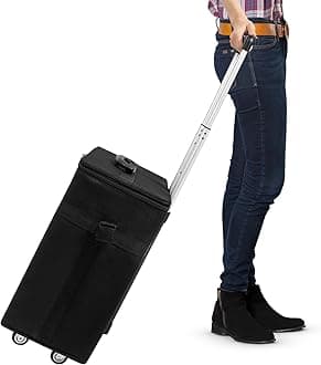 180 Pairs Eyeglasses Storage Trolley Case, Potable Glasses Storage Box with 12 Trays, Sunglasses Display Suitcase with Retractable Pull Rod & 4 Wheels, Optical Frame Glasses Display Case Storage Box