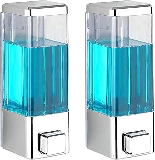 320 ml  Pack of 2 Soap Shampoo Sanitizer Dispenser Clear ( Crome Plated)