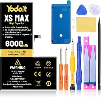 Yodoit for iPhone XS Max Battery Replacement 6000mAh Battery High Capacity 0 Cycle Replacement for Model A1921, A2101, A2102, A2103, A2104 with Repair Tool Kit & Adhesive