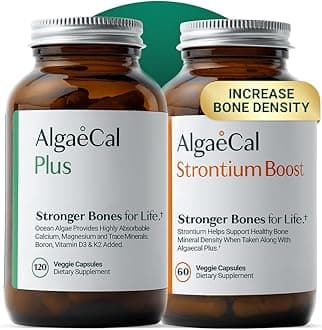 Algaecal Bone Builder Pack, Plus & Strontium Boost, Work Together For 3X Density Increase, Plant-Based Calcium, Whole Food Supplement, Includes Vitamin D3 13 Essential Minerals