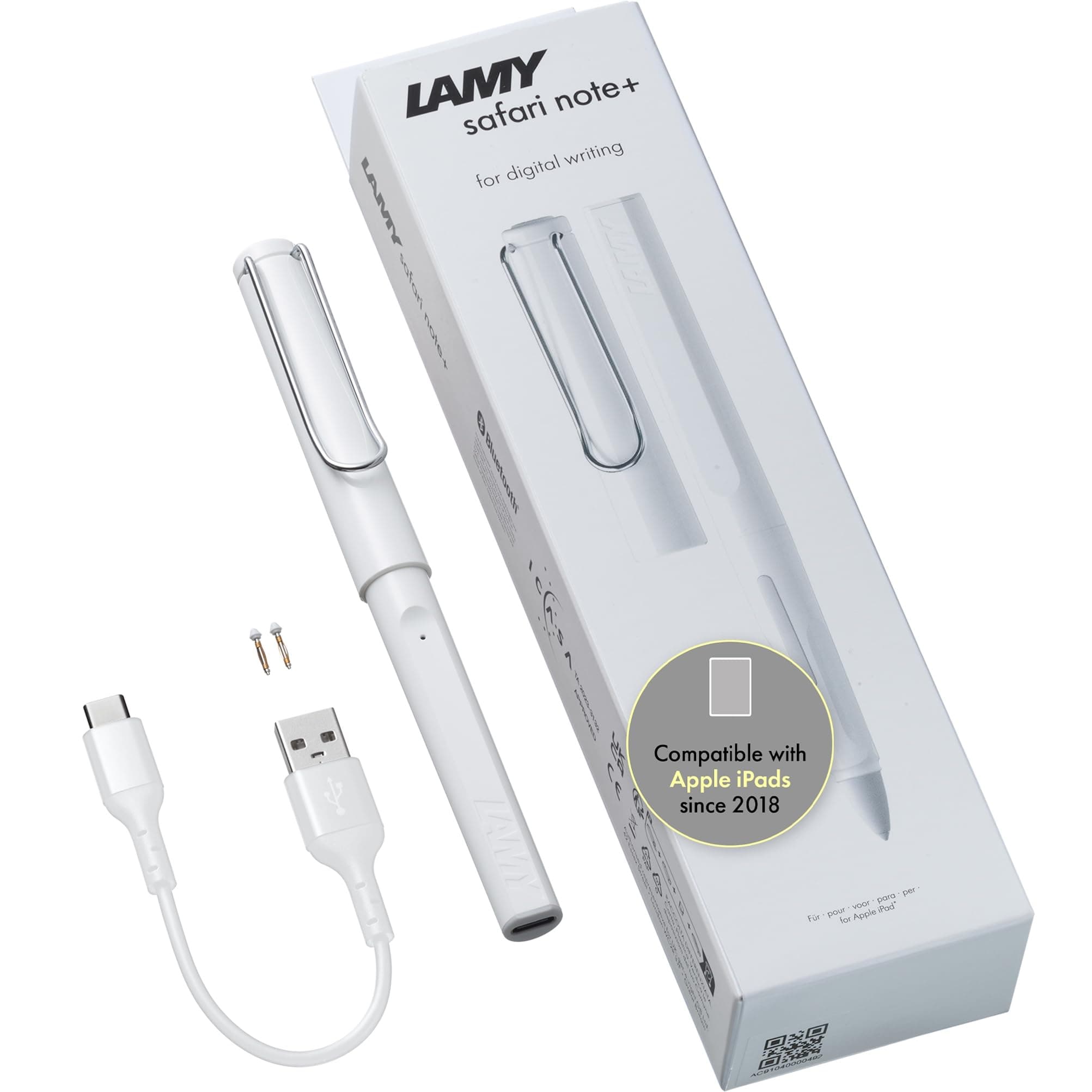 Safari Note+ White iPad Pen - iPad Pencil with Palm Rejection & Pressure/Tilt Sensitivity - Compatible with Various iPad Models & Generations - Up to 10 Hours of Battery Life