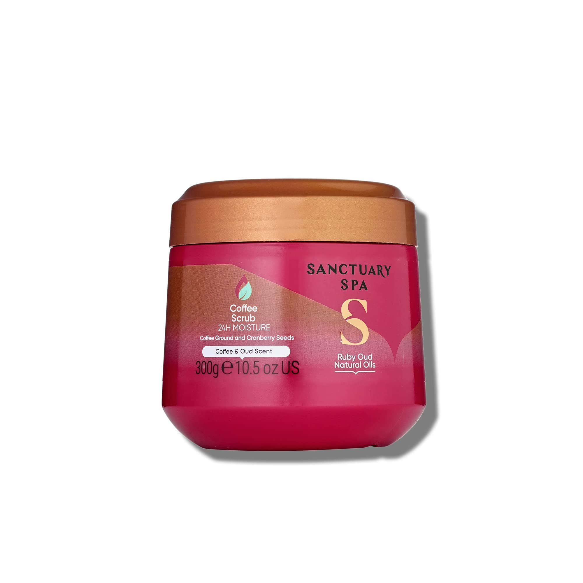 Spa Ruby Oud Coffee Scrub, No Mineral Oil, Cruelty Free and Vegan Exfoliating Body Exfoliator, 300 ml, Red