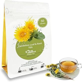 Dandelion Leaf & Root Tea bags, 50 Teabags, Natural Roasted Dandelion Herbal Tea for Liver & Kidney Health, Support Digestion & Enhance Immune System, Caffeine Free