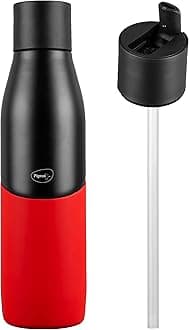 Pigeon by Stovekraft Luxe Thermos Stainless Steel Sipper Flask 750ml with Straw| 24 Hours Hot and Cold|Leak Proof|Easy to Open|Easy to use|Ideal Usage for Office Men/Women|School/College|Black&Red