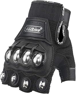 Steel Outdoor Reinforced Brass Knuckle Motorcycle Motorbike Powersports Racing Textile Safety Gloves (HF-Black, XL)