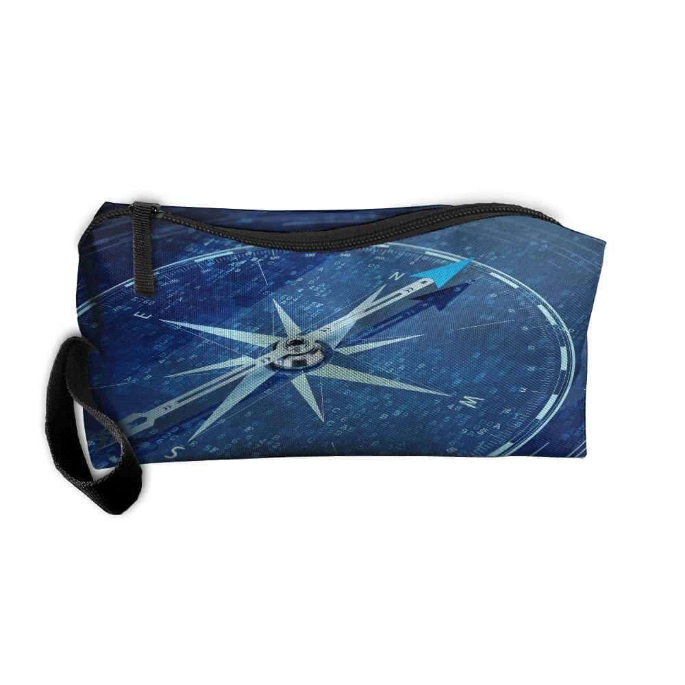 Blue Advanced Compass Handaes Portable Toiletry Cosmetic Bag Waterproof Makeup Make Up Wash Organizer Zipper Storage Pouch Travel Kit Handbag
