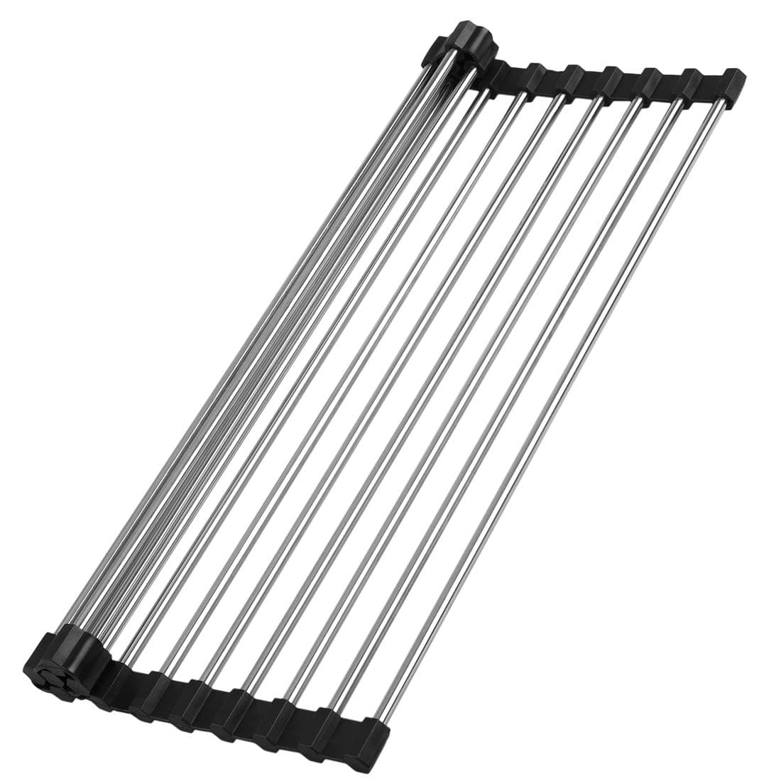 Over Sink Dish Drying Rack, Dullrout Rollable Stainless Steel Roll up Dish Drying Rack for Kitchen Organization, Foldable/Heat-resistant/Easy to Store (17.8" 11.2")