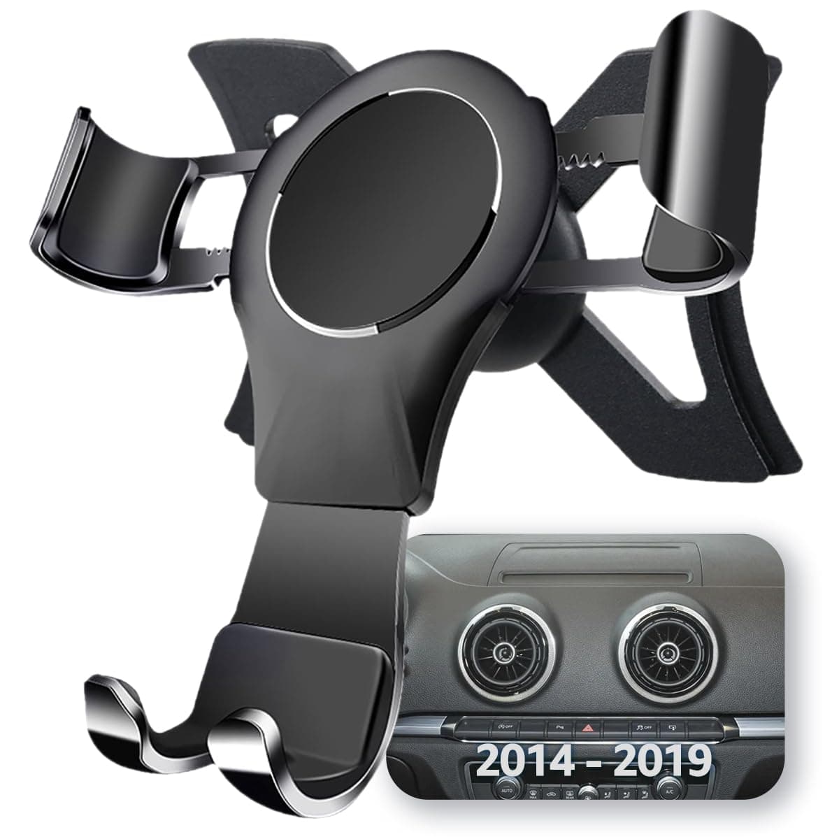 Phone Holder for A3 8V, 2013 2014 2015 2016 2017 2018 2019 S3 Hatchback Sedan Cabrio Accessories Phone Mount Cell Phone Holder Automobile Cradles Easy to Use Gravity Auto Lock Hands Free Stable