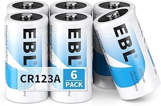 EBL CR123A Battery 6 Count, 123A 123 3V Lithium Batteries 1600mAh High Power, 10 Years Shelf Life