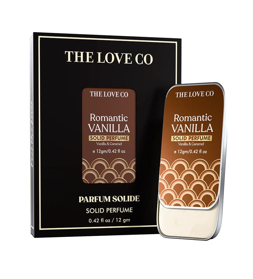 THE LOVE CO. Romantic Vanilla Solid Perfume for Men & Women 12gm | Long-Lasting Floral Fragrance Balm | Alcohol-Free, Travel-Friendly, Pocket Perfume Stick | Luxury Scent