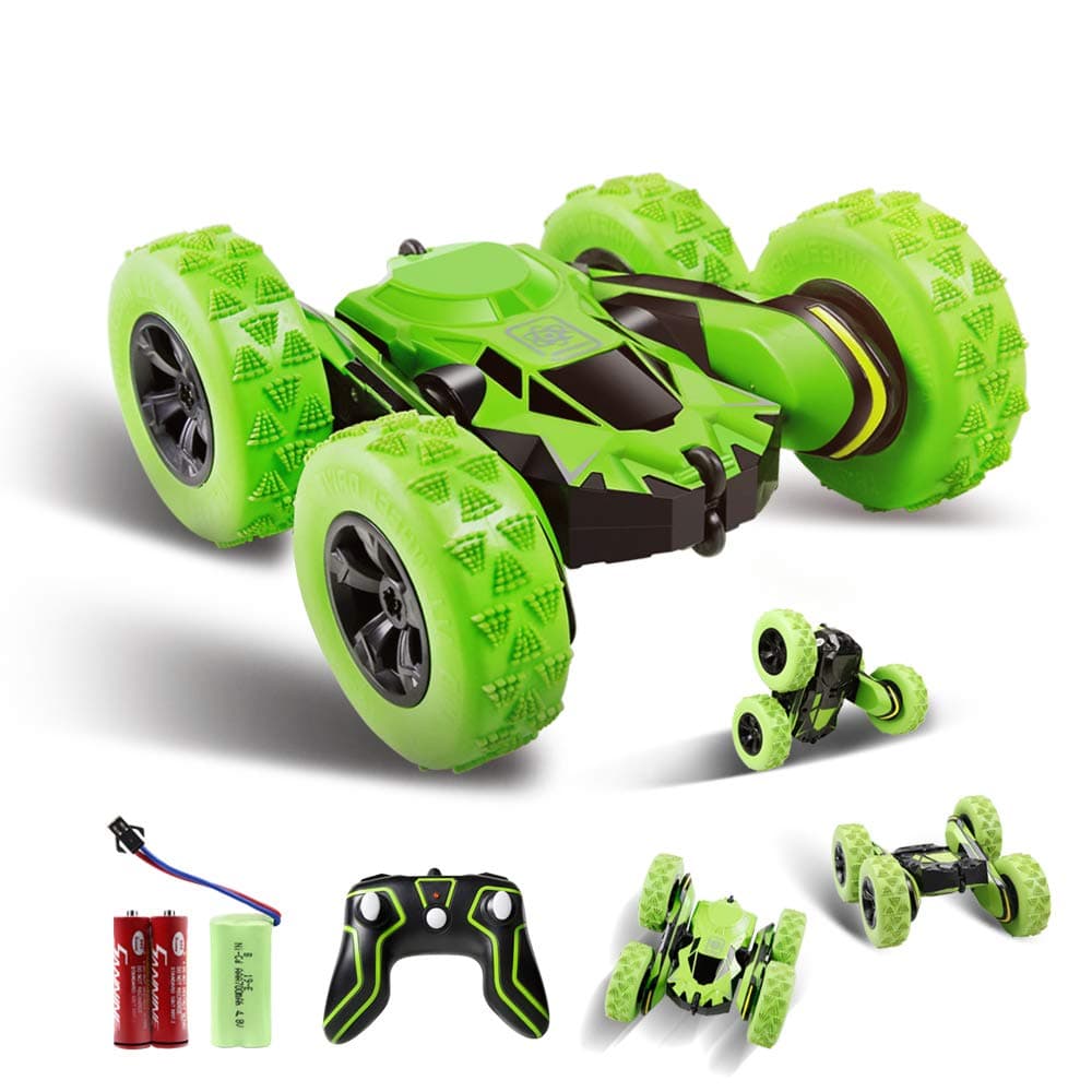 Innoo Tech RC Stunt Car Rechargeable Racing Car with 2.4Ghz Remote Control, High Speed Car Toys 4WD Double Sided 360° Spins and Flips Driving Car Toys for Kids Boy(Green)