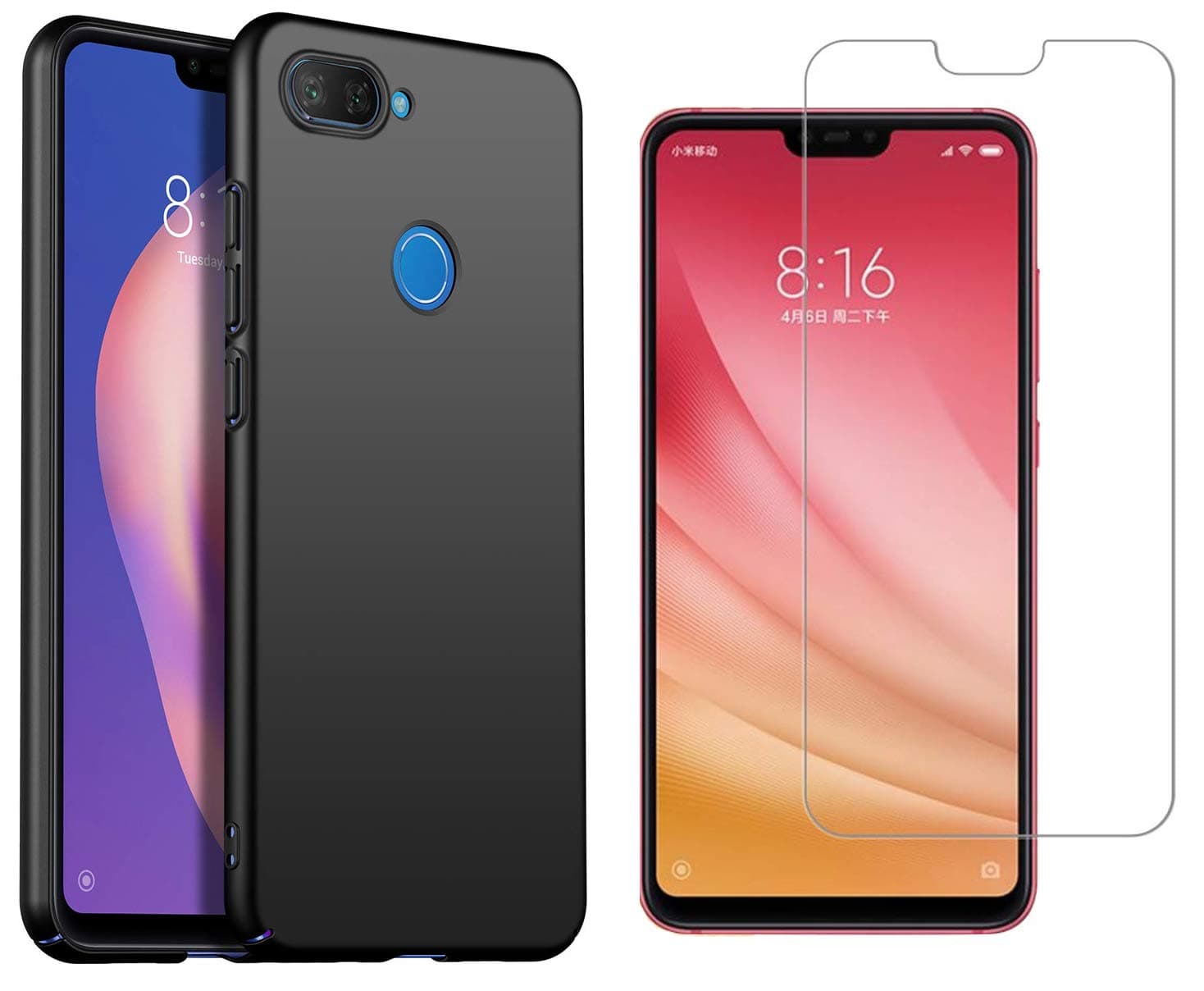 MYLB-US Xiaomi Mi 8 Lite case and Screen Protection [2 in 1] [Anti-Fall] Ultra-Thin PC Protective Cover Mobile Phone case Back Cover, for Xiaomi Mi 8 Lite