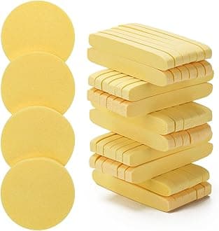 Gleva Powder Puff Soft Face Makeup Sponge, Loose powder Foundation Blending Sponges Set, Beauty Blender, Contouring, Wedge Triangle Shape Wet & Dry Tool Washable Reusable (Yellow-24 Pcs)