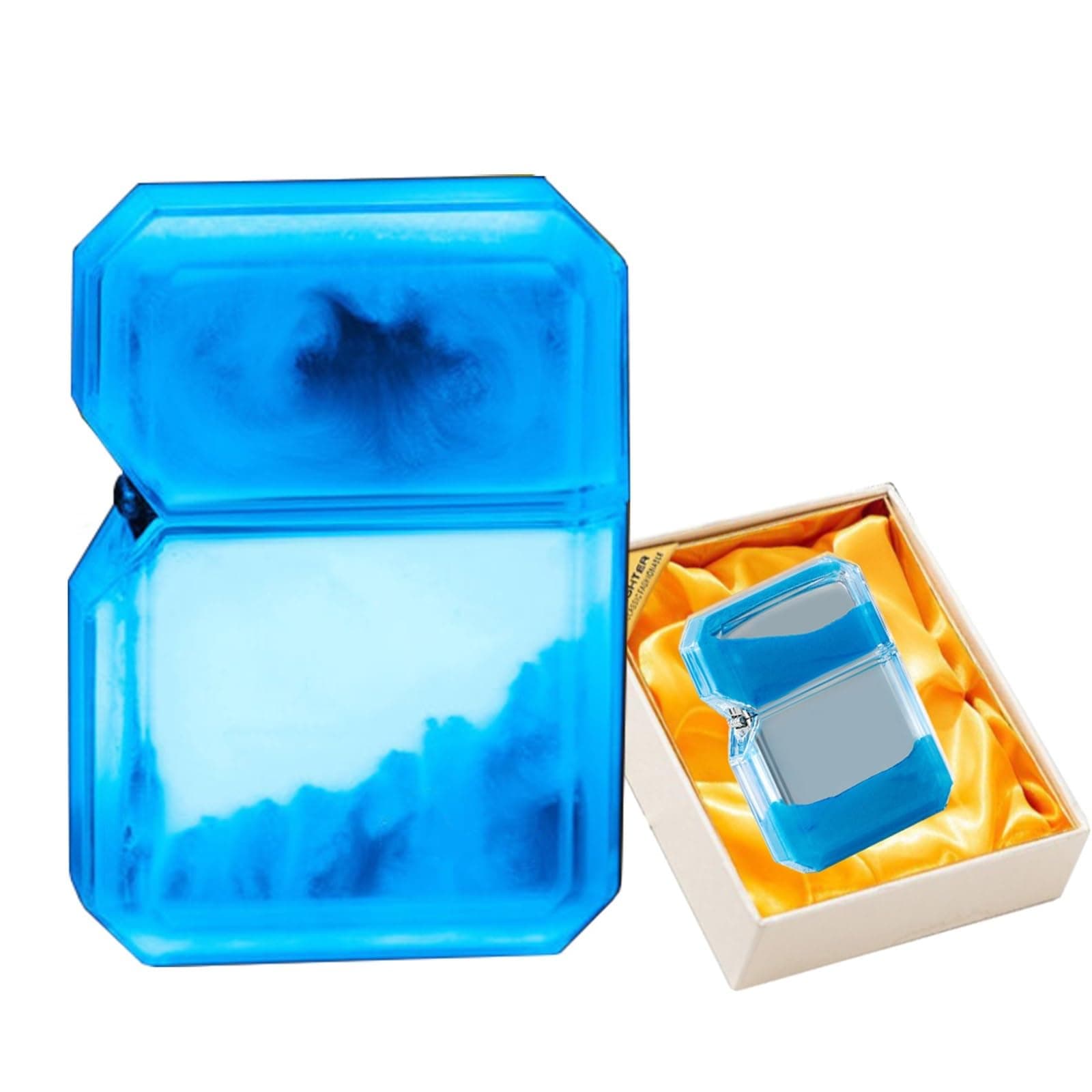 Windproof Torch Lighter, Luminous Quicksand Lighter, Butane Gas Lighter, Portable Lighter, Suitable for Men and Women Gifts(A)