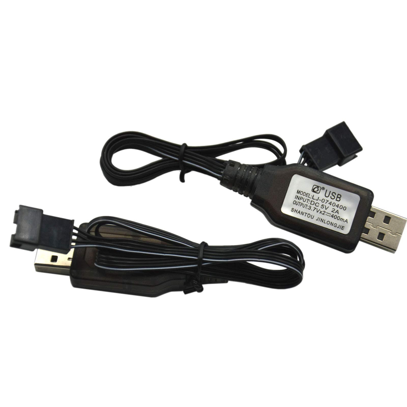 Blomiky 2 Pack 7.4V / 2 x 3.7V 400mA USB Charger Cable with SM-4P 4 pin Plug for Old Version UDI001 UDI008 UDI009 and HJ808 RC Boat Battery UDI001 USB 2