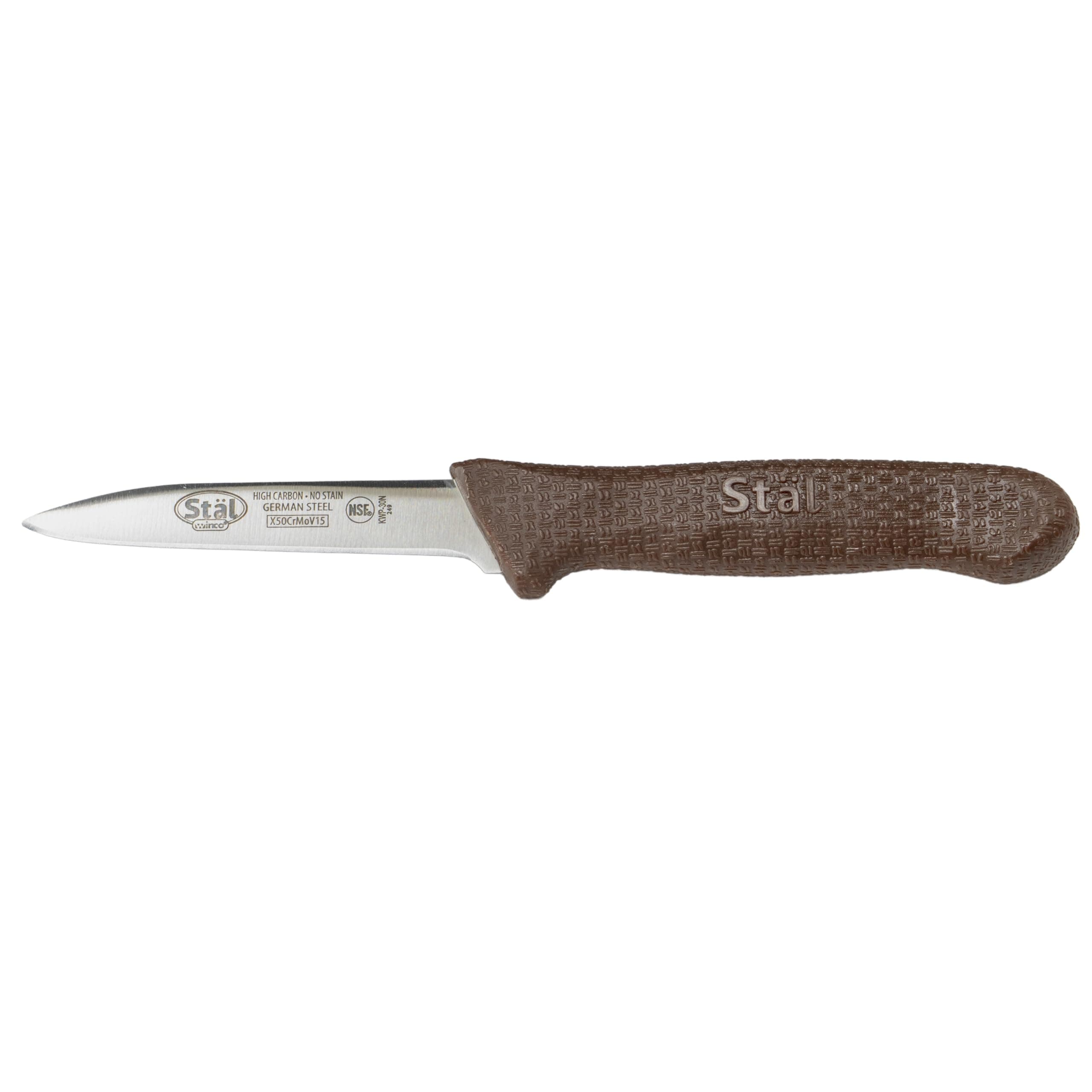 Winco 3.25" Commercial-Grade Paring Knife, Brown (2 Pack)