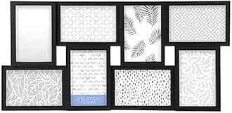 MELANNCO 24 x 12 Inch 8 Opening Photo Collage Frame, Displays Four 4x6 and Four 6x4 Inch Photos, Black