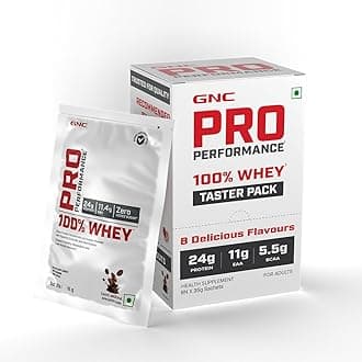 Pro Performance 100% Whey Protein Powder Taster Pack,Boosts Strength & Endurance,Builds Lean Muscles,Fastens Muscle Recovery,Formulated In Usa,24G Protein 5.5G Bcaa, 8 Flavors X 35Gm Sachets