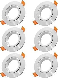 Pack of 6 Recessed Lisa White GU10 GU5.3 MR16 Spotlight Light Fitting with GU10 Light Sockets Cut Out 70mm