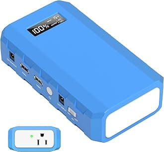 Portable Power Station with AC Outlet, Powkey 65W/110V External Battery Pack 24000mAh/88.8Wh Power Pack, Portable Power Source Supply Backup for Outdoor Tent Camping Home Blue