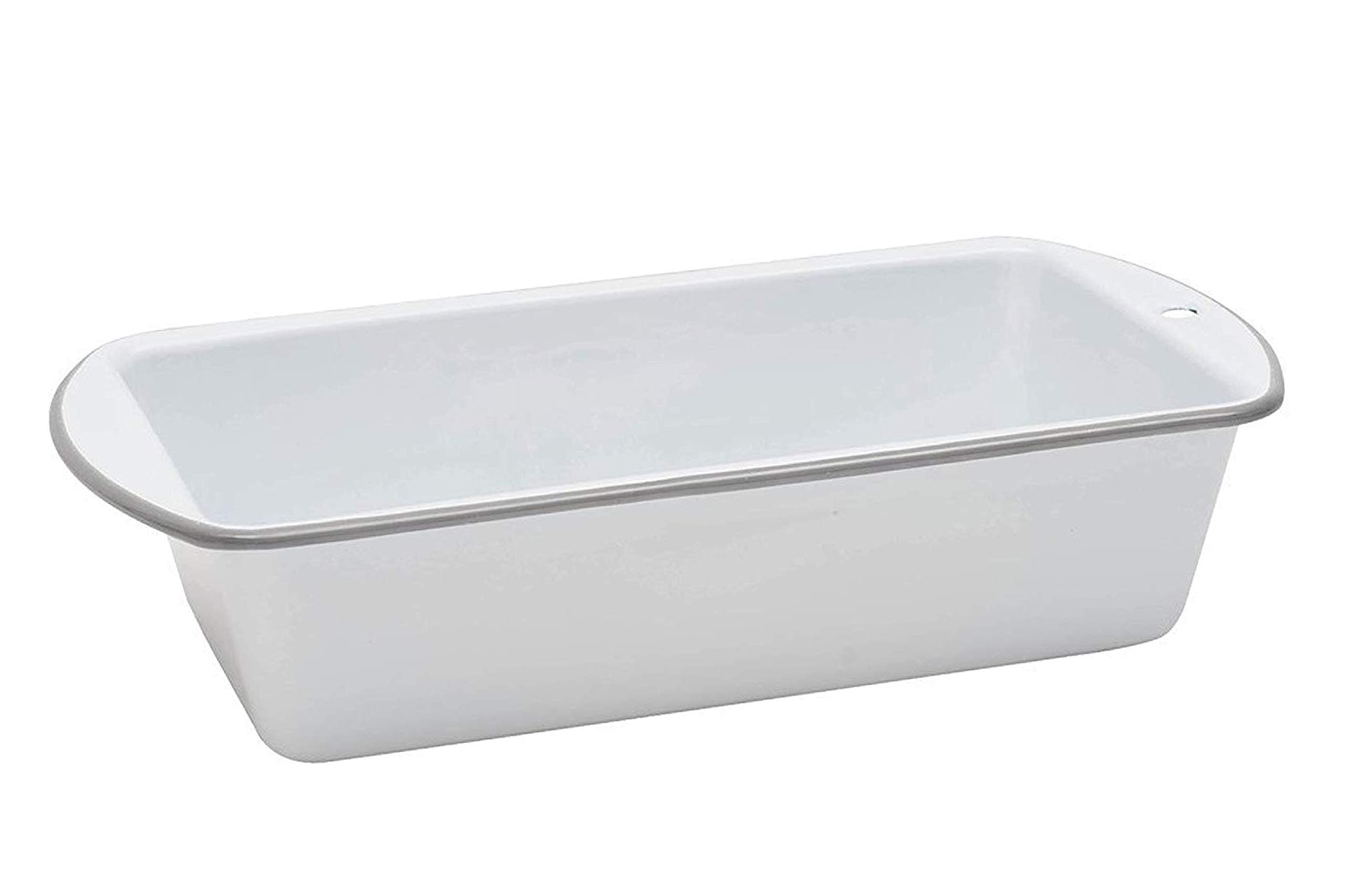 Enamelware Loaf Pan, 9 x 5 inches, Vintage White/Grey