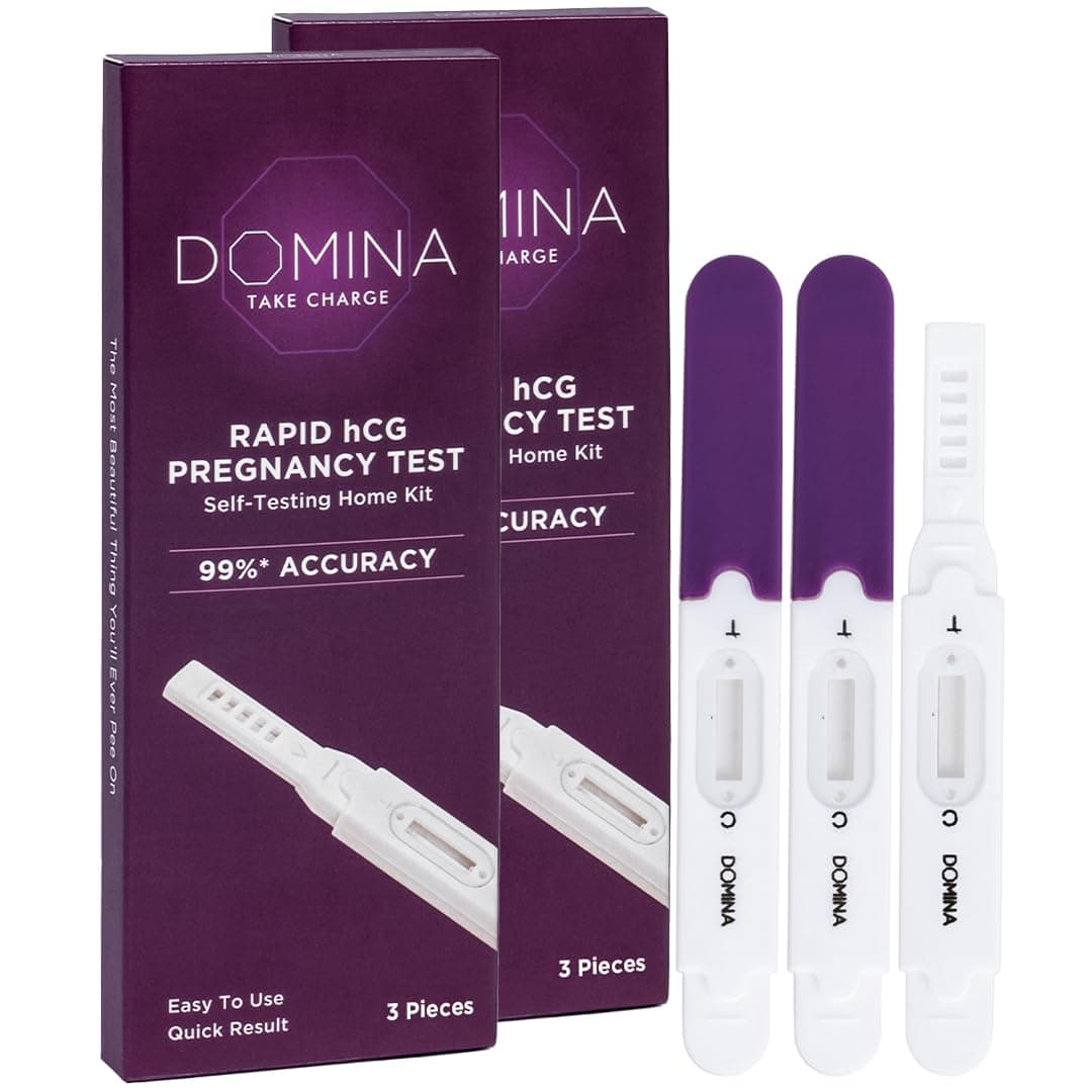 Domina Rapid hCG Pregnancy Test Kit - 6 Kits | Self-Testing Home Kit | One Step Process | 99% Accuracy | Midstream Test For Women | Easy To Use | Quick Results