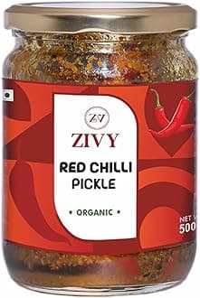 Zivy Homemade Spicy Red Chilli Pickle 500gm Fresh Homemade Pickles, No Preservatives, No Artificial Flavours Lal Mirch ka Achar (Red Chilli Pickle -500gm)