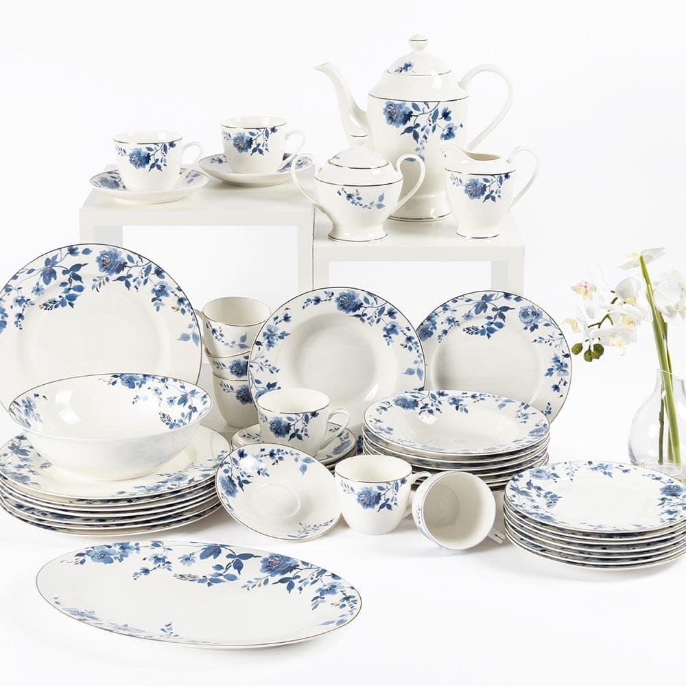 homes r us هومز أر أس Melli 47-Piece Dinne Set, Blue & White