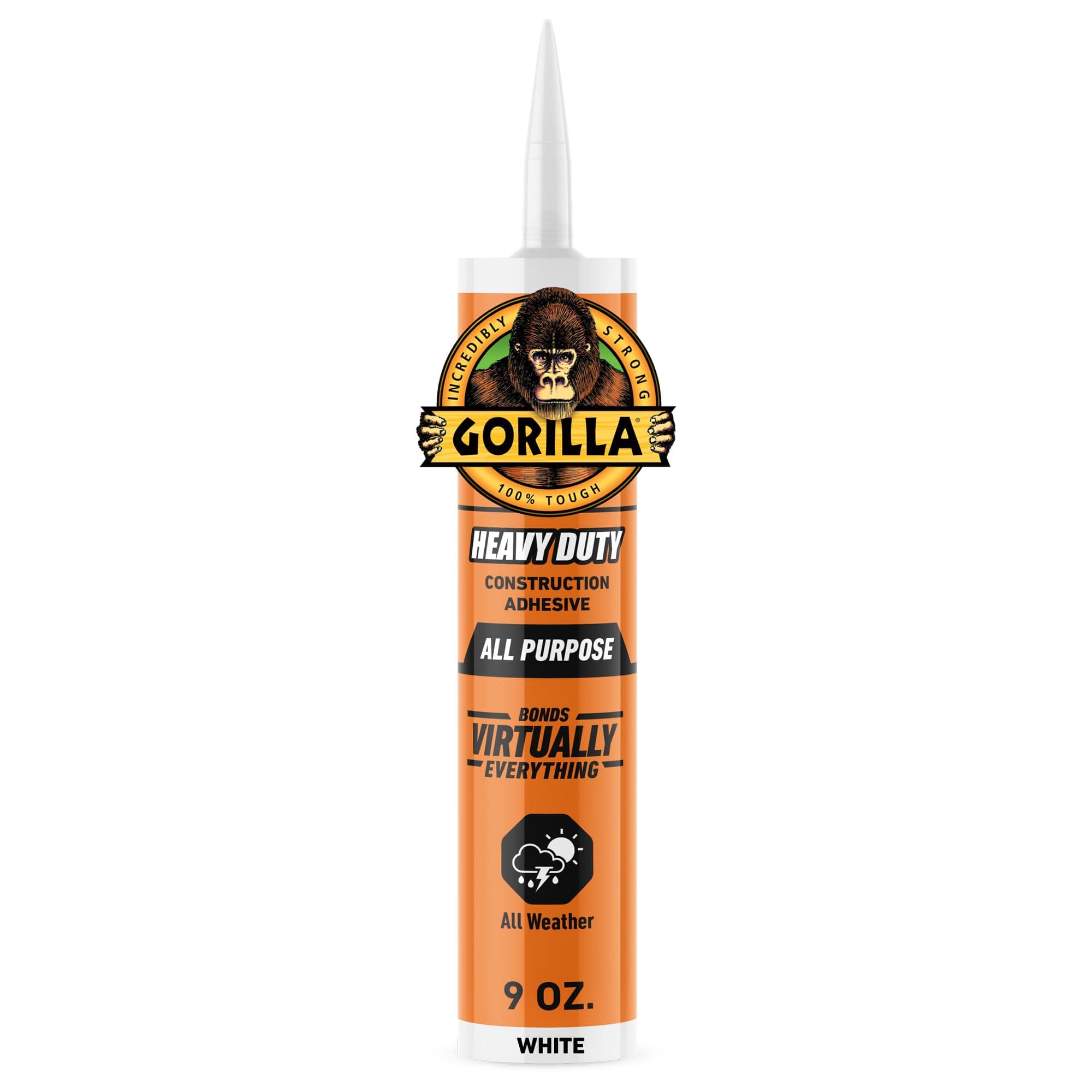 Gorilla Heavy Duty Construction Adhesive, 9 ounce Cartridge, White