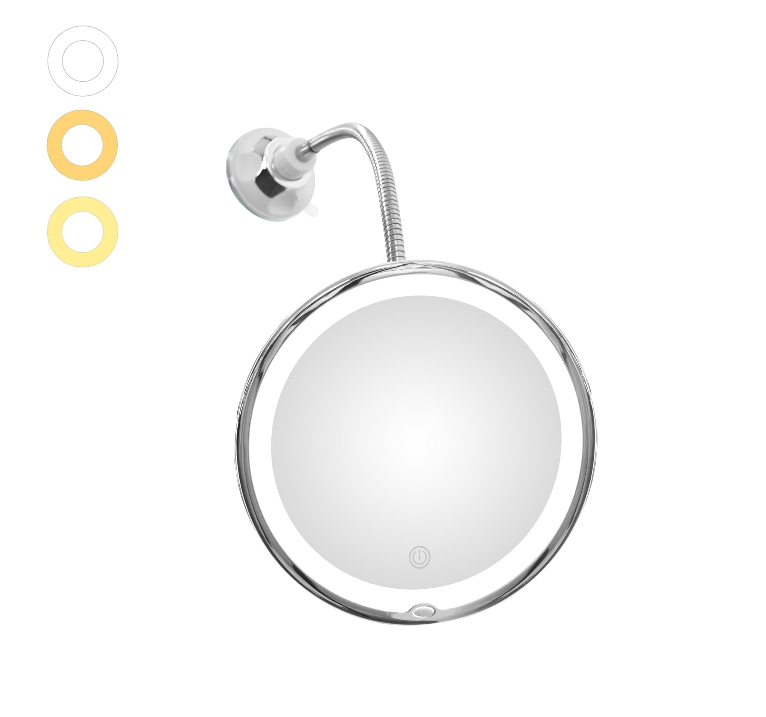 JiBen Upgraded Flexible Gooseneck LED Lighted 10X Magnifying Makeup Mirror with 3 Colors & Dimming Lights, Locking Suction Cup and 360° Swivel, Portable Cordless Travel and Home Bathroom Vanity Mirror