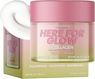 Collagen Night Cream - Dermatologist Tested, Korean Skin Care, Anti-Aging - Hydrating Moisturizer, Retains Moisture - Vegan, Non- GMO, Clean Beauty, 95% Natural - 1.69 Fl Oz