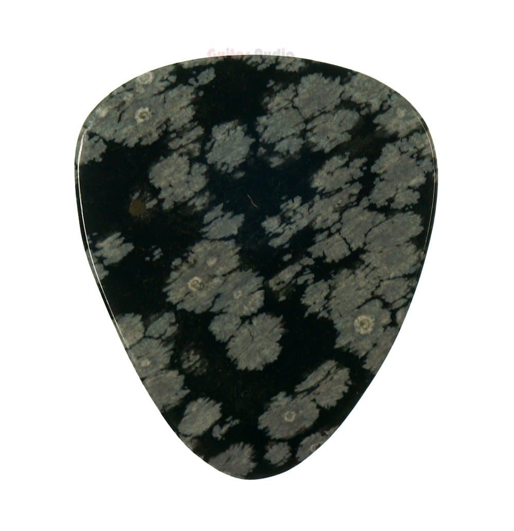 True Rock Tones Genuine Gemstone Snowflake Obsidian Guitar Pick - Single