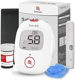Sinocare PTS(USA) Diabetes Testing Kit/Blood Glucose Monitor Safe AQ Voice/Glucometer with Voice Reminder and Light Warning/Blood Sugar Test with 25Strips & 50Lancets & Case pack
