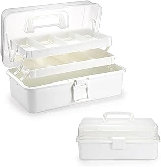 3-Layer Plastic Dividing Storage Box Craft Organizer with Adjustable Spacers Portable Handled Art Supply Multipurpose Home Utility Box for Medicine, Sewing