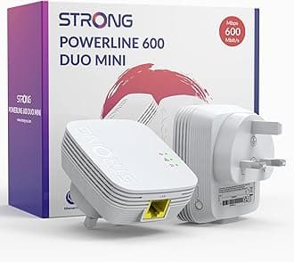 STRONG AV600 Powerline Adapter Kit, HomePlug AV2 Powerline Ethernet Extender, Plug & Play, One-Button Security, Power Saving Mode, 300 Meters Range, 100Mbps LAN Ports, Ideal for TV, PC, Gaming Console