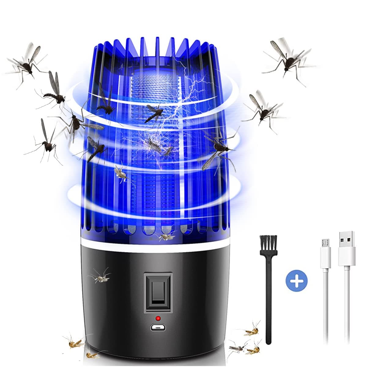Electric Mosquito Killer Lamp Fly Killer Rechargeable Bug Zapper for Indoor Outdoor Mosquito Lamp 360° UV Fly Zapper Portable Pest Repellent Fly Zapper for Summer Trip Camping Home Use